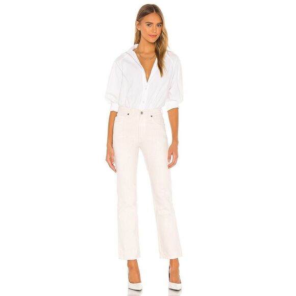 Re/Done Jeans Womens 29 Bootcut High Waist 70s Crop Boot Cream White Minimalist - Picture 13 of 13